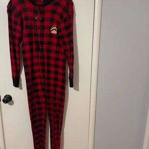 Lazy One Red and Black Plaid Adult Medium One Piece Pajama